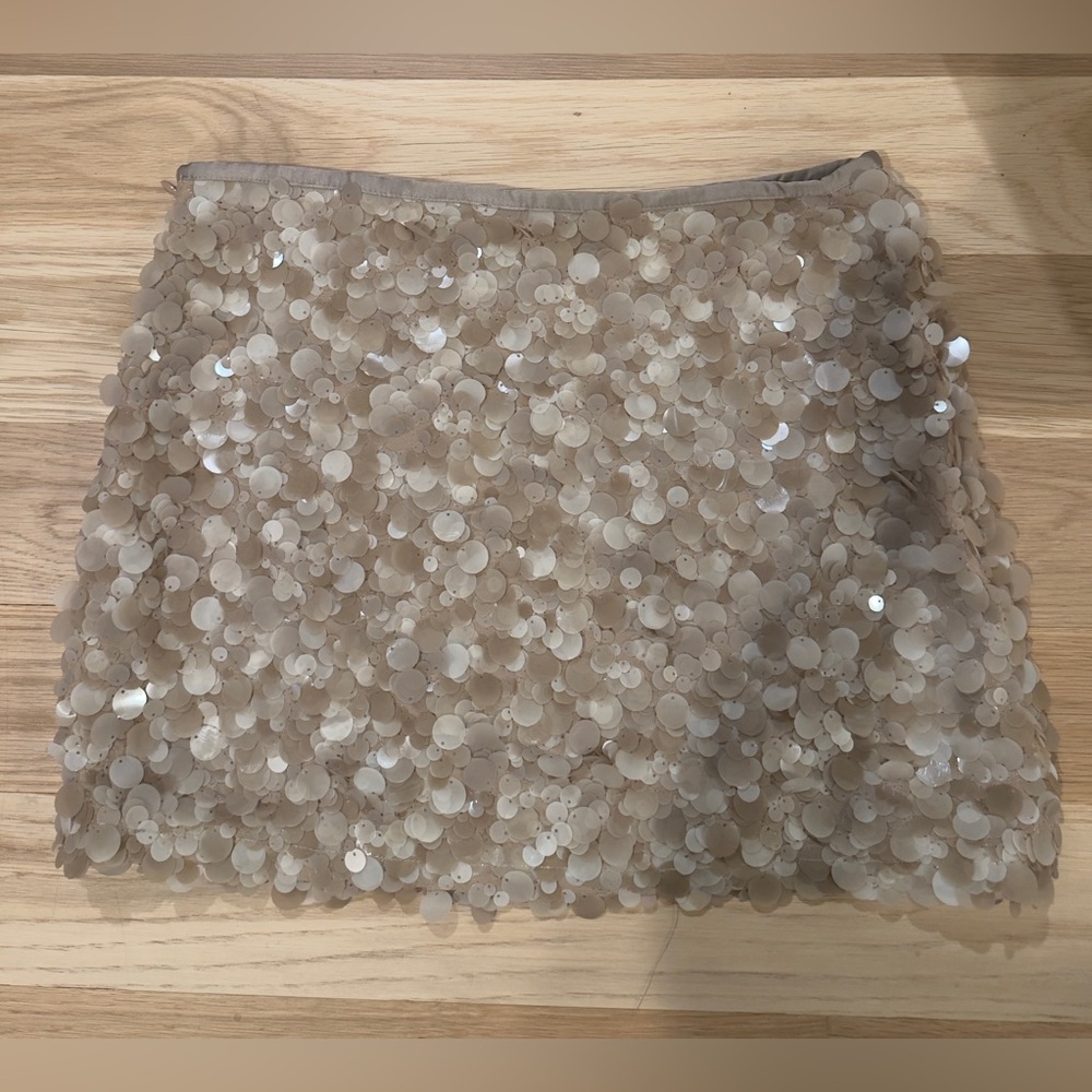 Zara Champagne Sequin Mini Skirt - Picture 2 of 8
